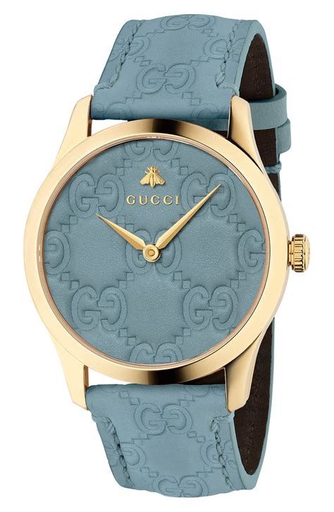 gucci leather watch for women|gucci watch with leather band.